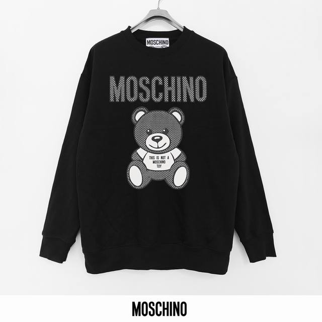 Moschino 440g printed terry crewneck sweatshirt. Breathable pure cotton fabric i