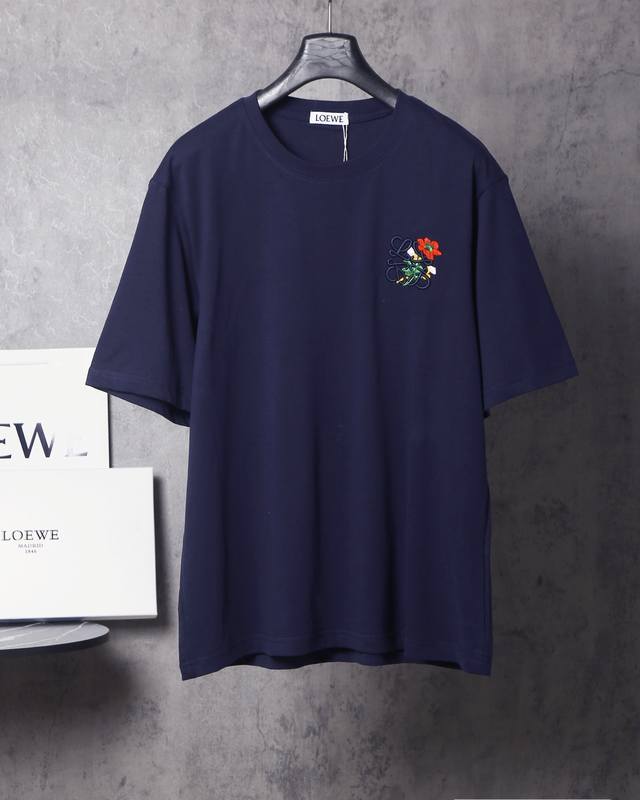 Loewe*LoeweLoewe*Loewe floral logo embroidered short-sleeved T-shirt- Customized