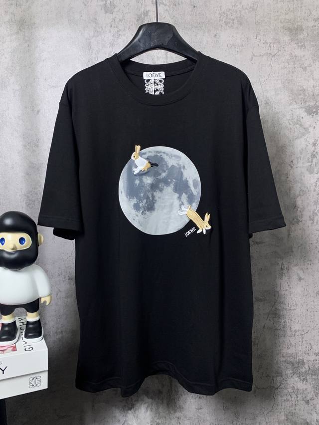 Loewe*LoeweLoewe*Loewe Moon Rabbit Embroidered Short-Sleeved T-shirt- Customized