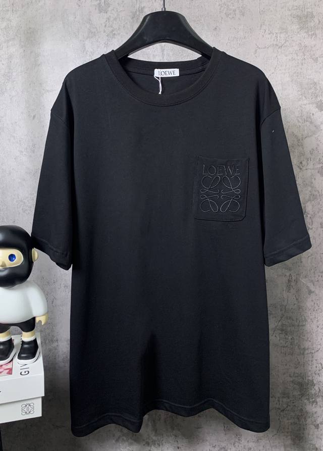 Loewe*LoeweLoewe*Loewe pocket logo embroidered short-sleeved T-shirt- Customized