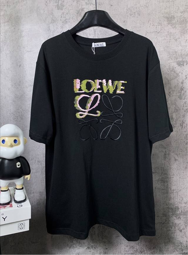 Loewe*LoeweLoewe*Loewe semi-hand-painted crow embroidered Logo short-sleeved T-s