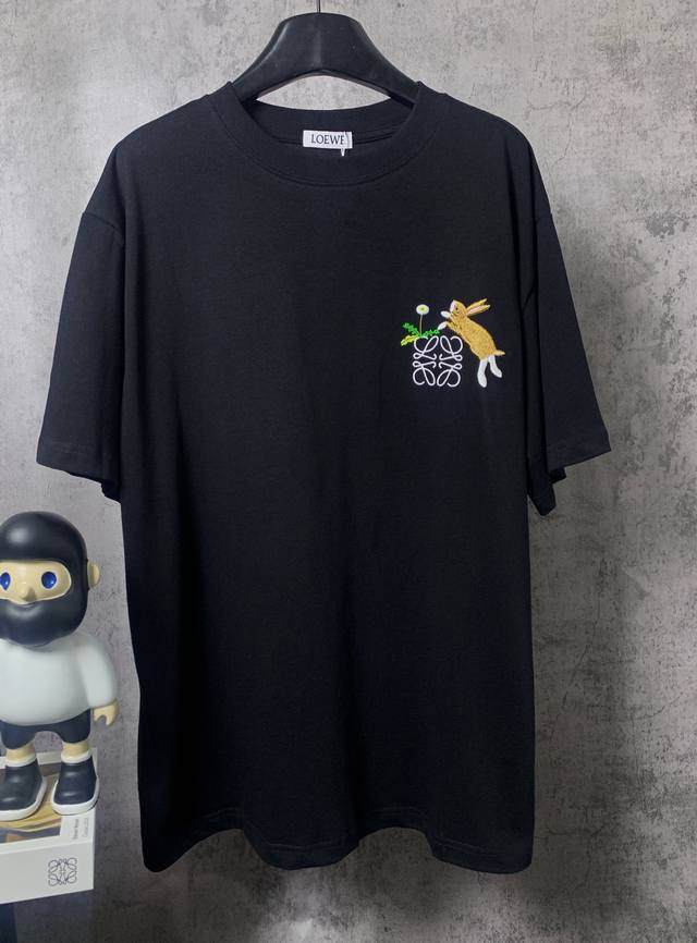 Loewe*LoeweLoewe*Loewe embroidered rabbit short-sleeved T-shirt- Customized 260g
