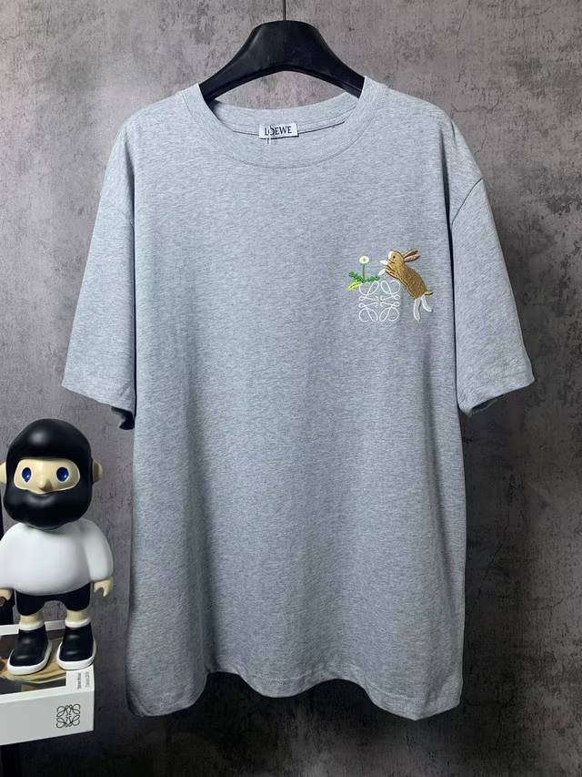 Loewe*LoeweLoewe*Loewe embroidered rabbit short-sleeved T-shirt- Customized 260g