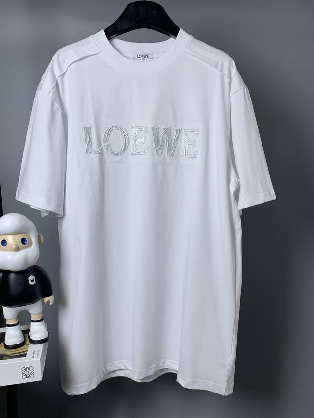 Loewe* Loewe 25Ss new embroidered letter Logo couple short-sleeved T-shirt - Cus
