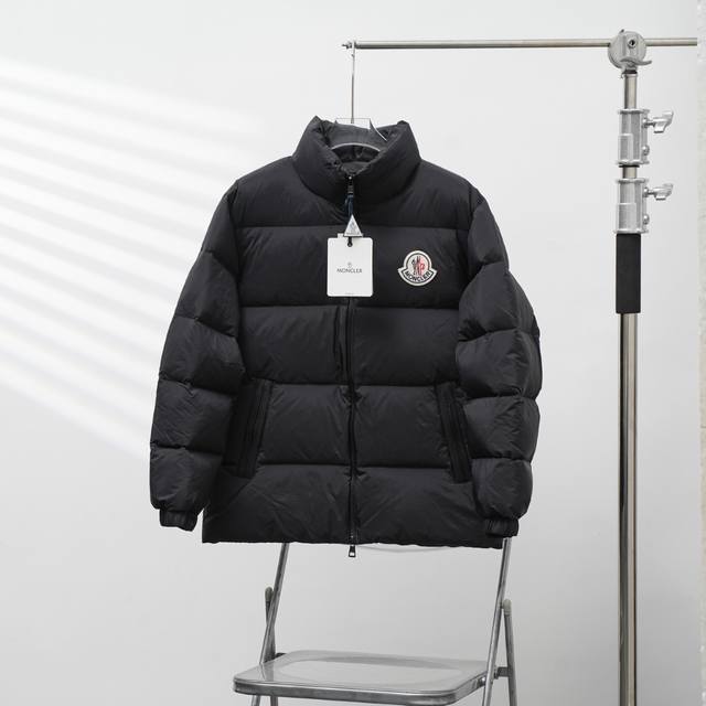 MonclerحMoncler chest large logo stand collar down jacket Color: Black Size: 1-5