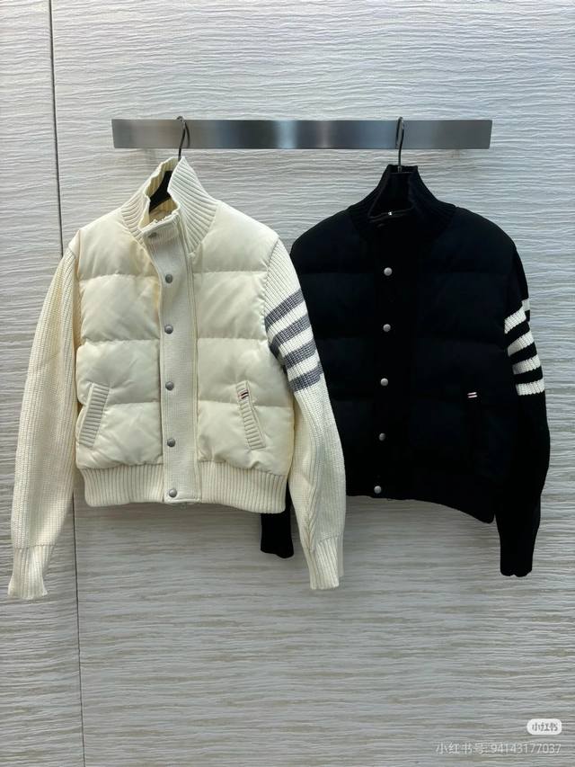 Thom Browne. Thom Browne knitted stand-up collar, two-way wear in black, white,