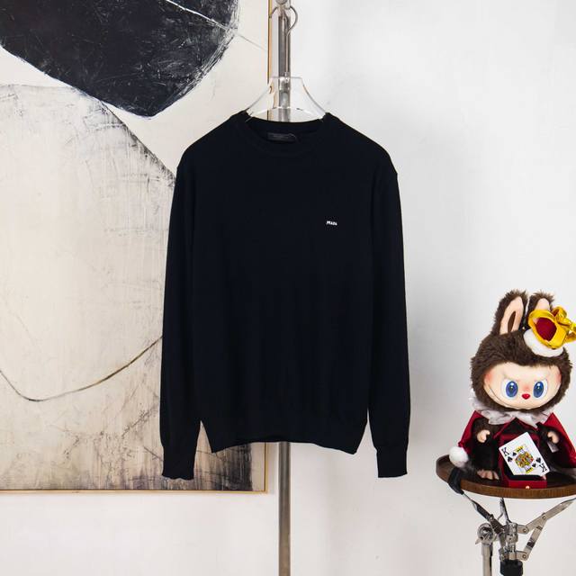 Zp Version [Exclusive] Prada Small Embroidered Logo Knitted Wool Base Layer. Fab