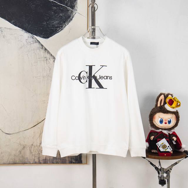 Zp version [exclusive supply] Ck classic large logo print letter embroidery roun