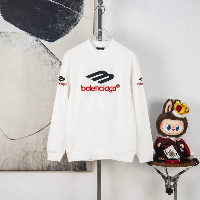 Zp version [Exclusive supply] Balenciaga Paris 3M letter embroidered round neck