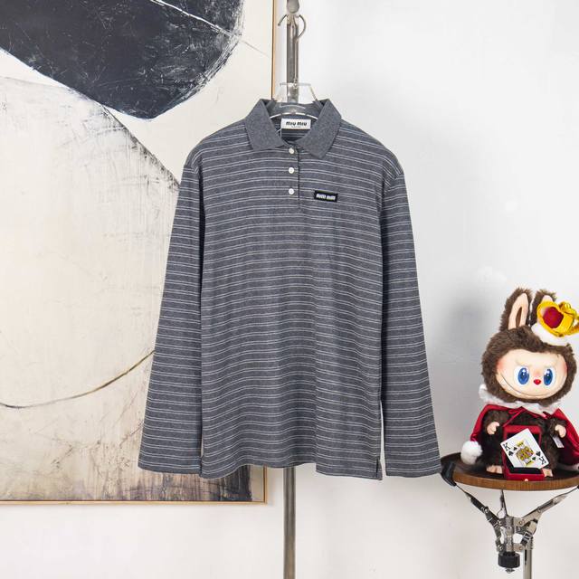 Zp Version [Exclusive Supply] Miu Miu 25Ss striped cotton jersey long-sleeved po