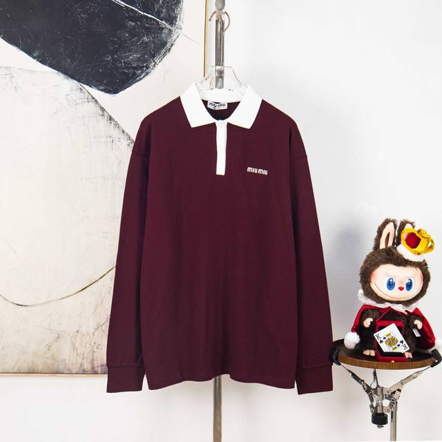 Zp Version [Exclusive] Miumiu* Miu Miu 25 new chest logo lapel piqu