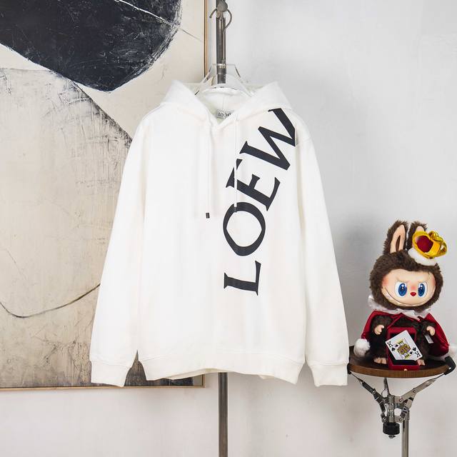 Zp Version [Exclusive Supply] Loewe logo and letter print hooded drawstring swea