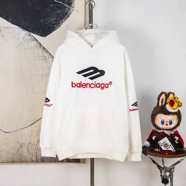 Zp Version [Exclusive Supply] Balenciaga Paris 3M Logo Embroidered Drawstring Ho