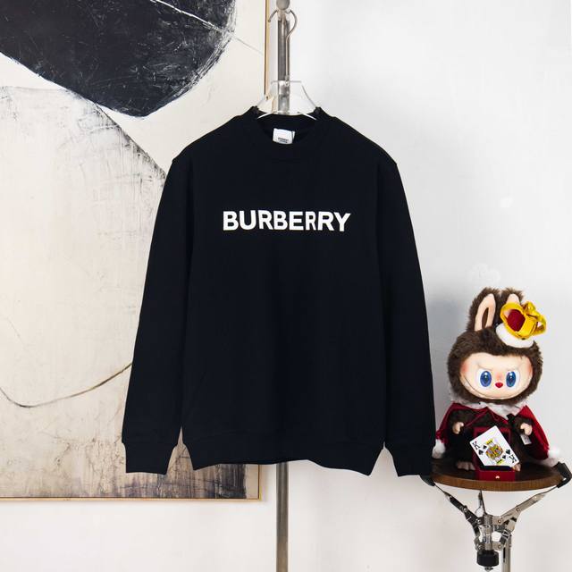 Zp Edition [Exclusive Offer] Burberry classic lettering 3D silicone print crewne