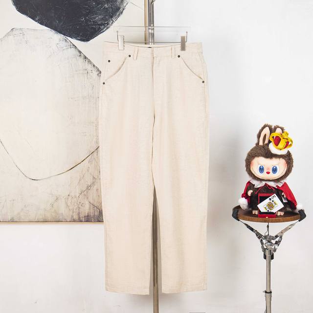 Zp Version [Exclusive] Prada Pocket Steel Logo Tencel Linen Cotton Trousers Fabr