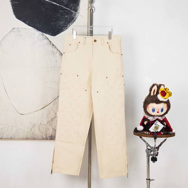 Zp version [Exclusive Supply] Louis Vuitton embossed denim trousers Craftsmanshi