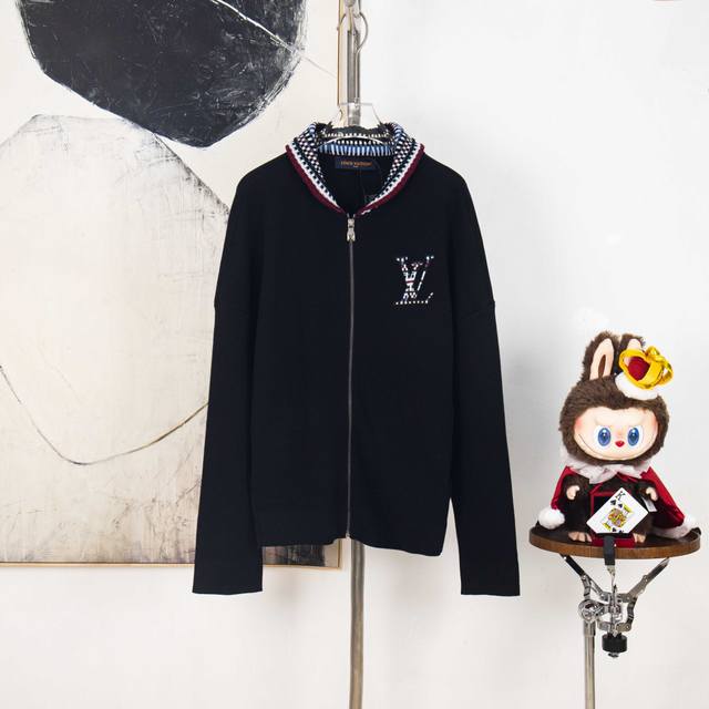 Zp Version [Exclusive] Louis Vuitton Checkered Logo Zippered Knit Jacket Fabric: