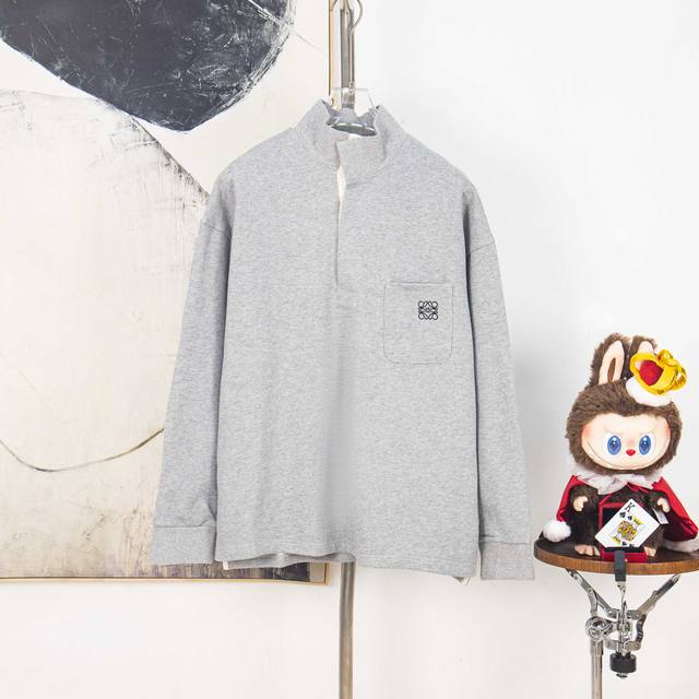 Zp Version [Exclusive] Loewe Web Embroidered Polo Sweatshirt Fabric: Crafted fro