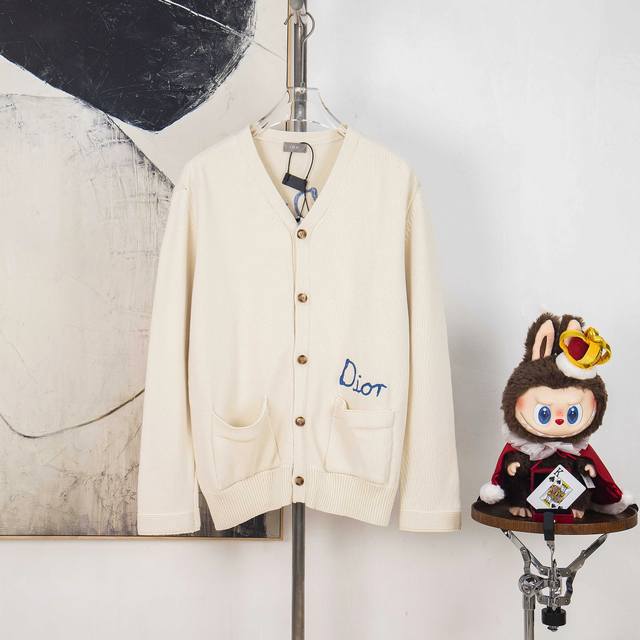Zp Version [Exclusive] Dior Friends Embroidered Cotton Blend Button Cardigan Fab