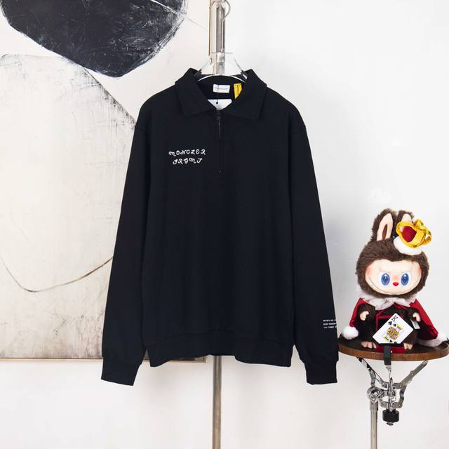 Zp Version [Exclusive] Moncler Embroidered Print Lapel Sweatshirt Fabric: Crafte