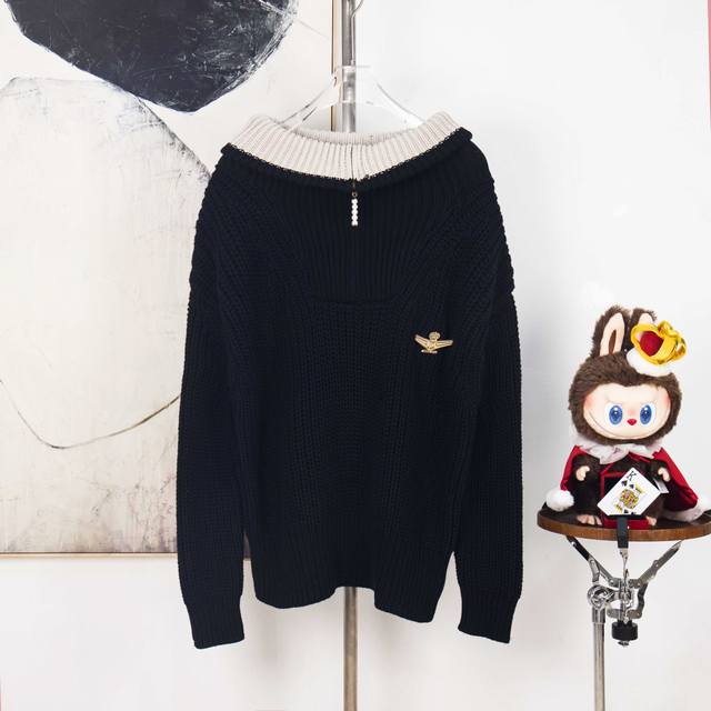 Zp Version [Exclusive] Louis Vuitton Logo Pearl Half-Zip Knit JacketFabric: Craf