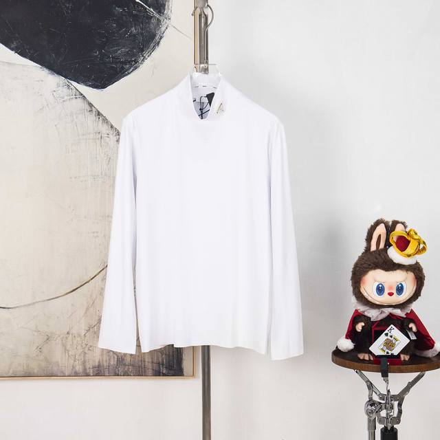 Zp Version [Exclusive] Prada Triangular Leather Label Turtleneck Undershirt Fabr