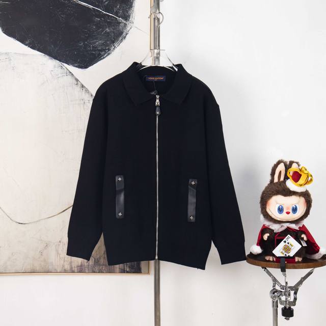 Zp Version [Exclusive] Louis Vuitton Leather Knit Wool Zipper Cardigan Fabric: C