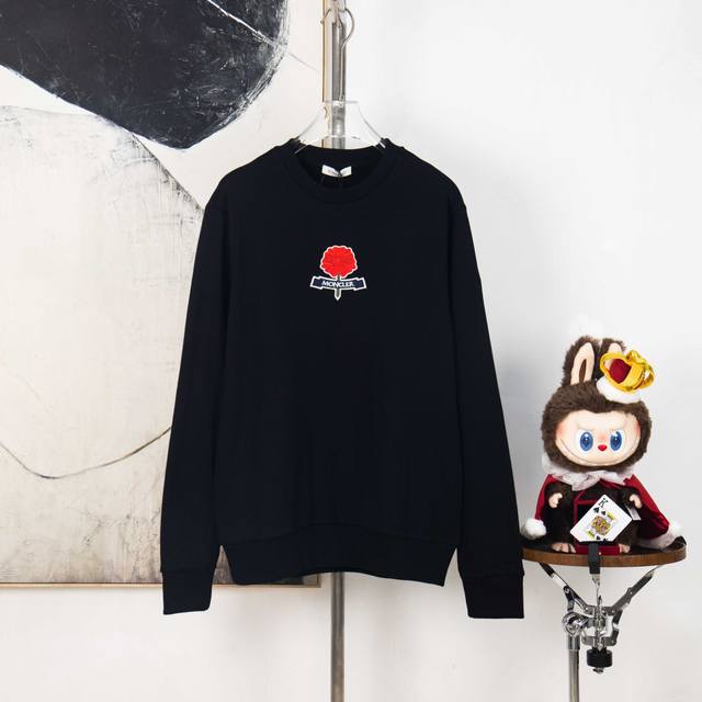 Zp Version [Exclusive] Moncler Embroidered Floral Logo Sweatshirt. Fabric: 380g