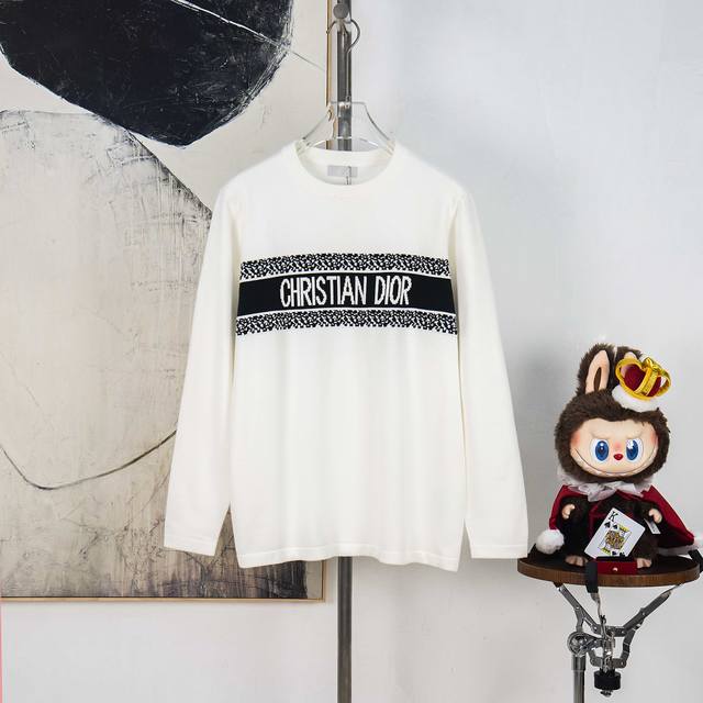 Zp version [exclusive supply] Dior horizontal line letter knitted sweater Dior o