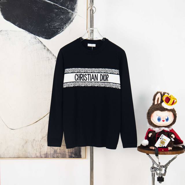 Zp version [exclusive supply] Dior horizontal line letter knitted sweater Dior o