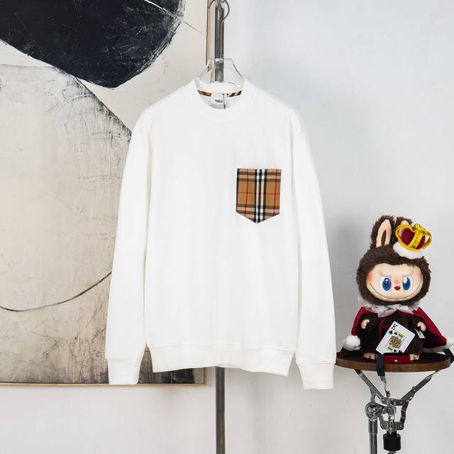 Zp version [Exclusive supply] Burberry classic plaid pocket leather label round