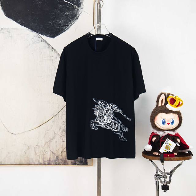 Zp version [Exclusive Supply] Burberry 270g round neck short-sleeved T-shirtBran