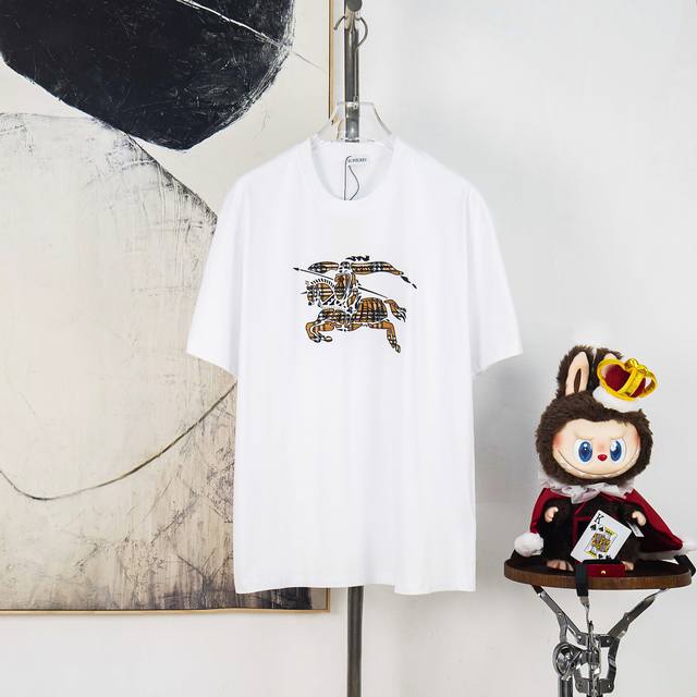 Zp version [Exclusive Supply] Burberry 270g round neck short-sleeved T-shirtBran