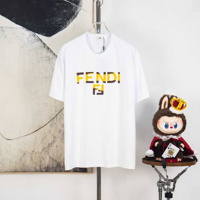 Zp version [Exclusive Supply] Fendi 270g round neck short-sleeved T-shirtBrand c