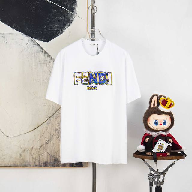 Zp version [Exclusive Supply] Fendi 270g round neck short-sleeved T-shirtBrand c