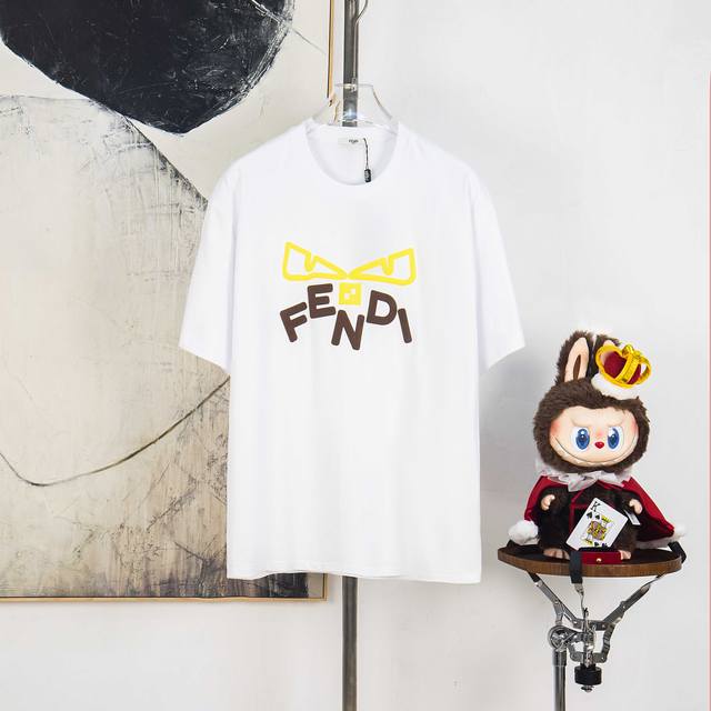 Zp version [Exclusive Supply] Fendi 270g round neck short-sleeved T-shirtBrand c