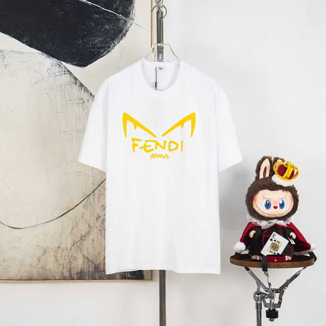 Zp version [Exclusive Supply] Fendi 270g round neck short-sleeved T-shirtBrand c