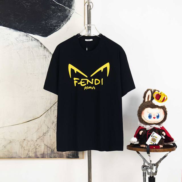 Zp version [Exclusive Supply] Fendi 270g round neck short-sleeved T-shirtBrand c