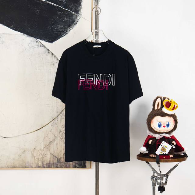 Zp version [Exclusive Supply] Fendi 270g round neck short-sleeved T-shirtBrand c