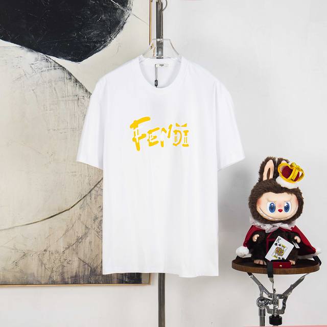 Zp version [Exclusive Supply] Fendi 270g round neck short-sleeved T-shirtBrand c