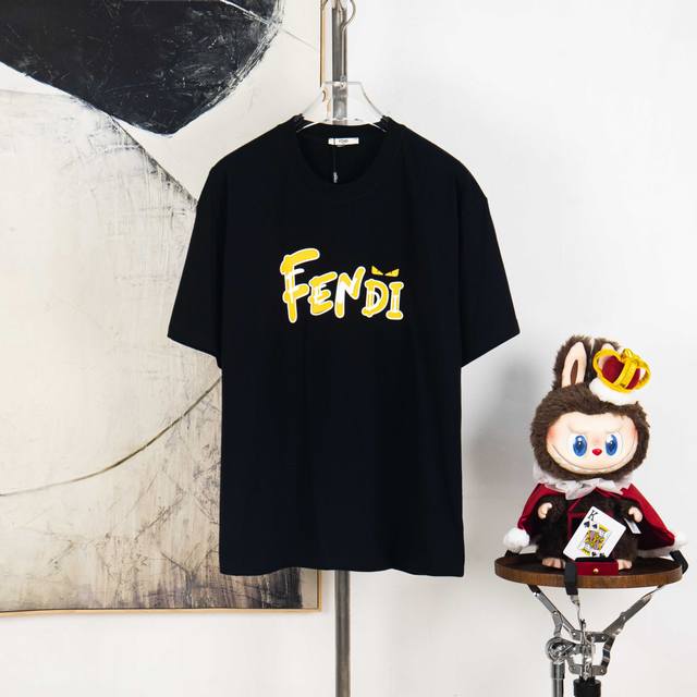 Zp version [Exclusive Supply] Fendi 270g round neck short-sleeved T-shirtBrand c