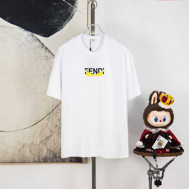 Zp version [Exclusive Supply] Fendi 270g round neck short-sleeved T-shirtBrand c