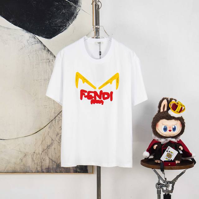 Zp version [Exclusive Supply] Fendi 270g round neck short-sleeved T-shirtBrand c