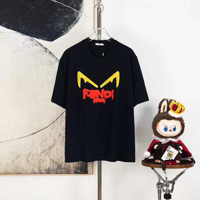 Zp version [Exclusive Supply] Fendi 270g round neck short-sleeved T-shirtBrand c