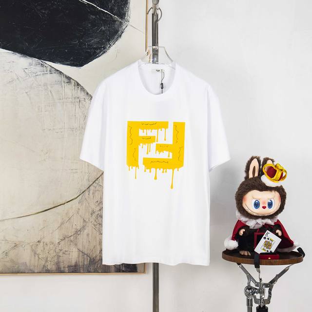 Zp version [Exclusive Supply] Fendi 270g round neck short-sleeved T-shirtBrand c