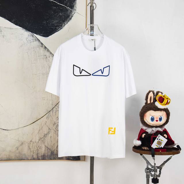 Zp version [Exclusive Supply] Fendi 270g round neck short-sleeved T-shirtBrand c