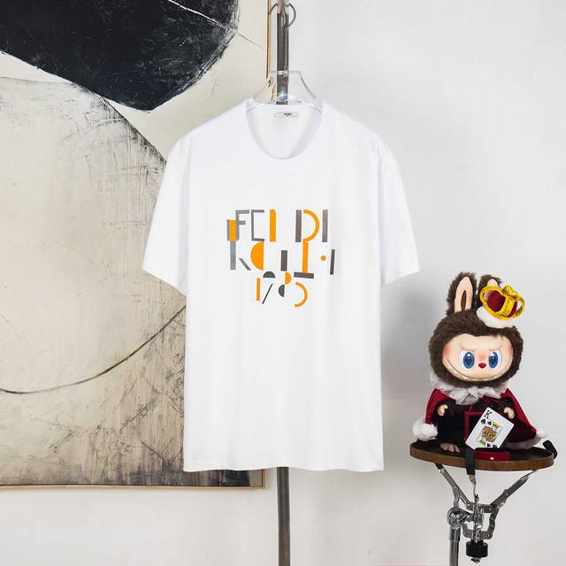 Zp version [Exclusive Supply] Fendi 270g round neck short-sleeved T-shirtBrand c