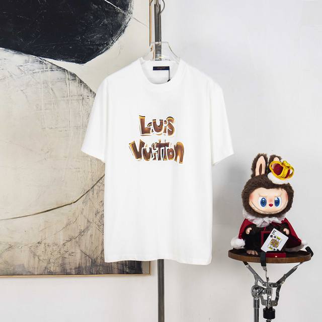 Zp version [Exclusive supply] Lv Louis Vuitton 300g round neck short-sleeved T-s