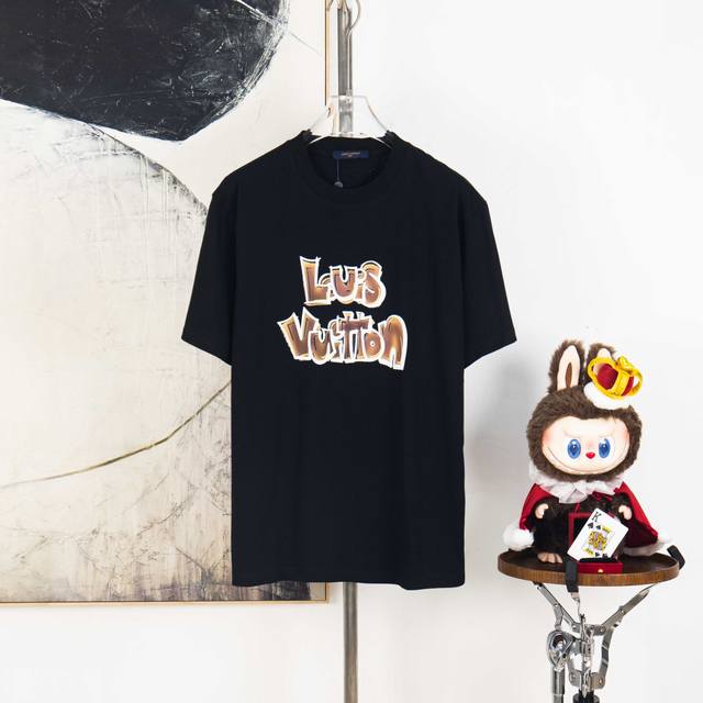 Zp version [Exclusive supply] Lv Louis Vuitton 300g round neck short-sleeved T-s