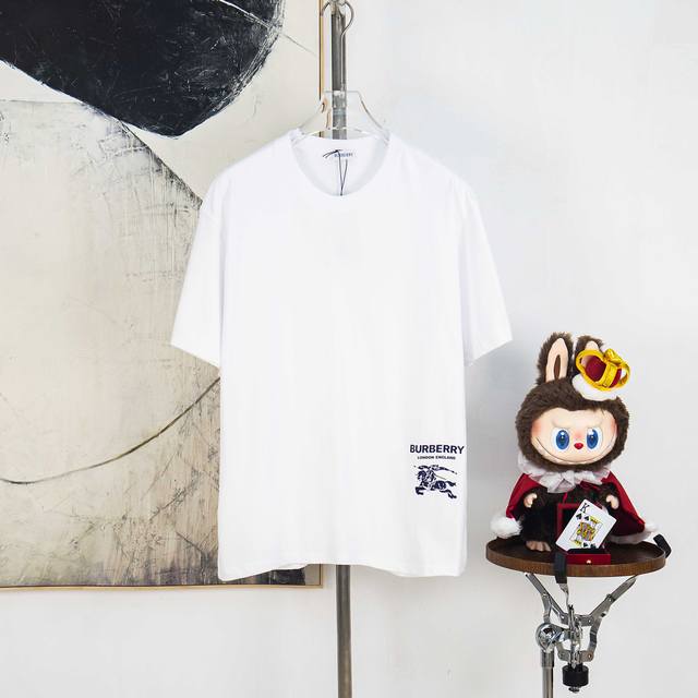 Zp Version [Exclusive] Burberry 270g crew neck short-sleeved T-shirtBrand classi